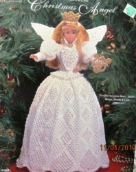 020 VICTORIAN BARBIE CROCHET XMAS ANGEL OUTFIT, CROWN, LYRE LFLT